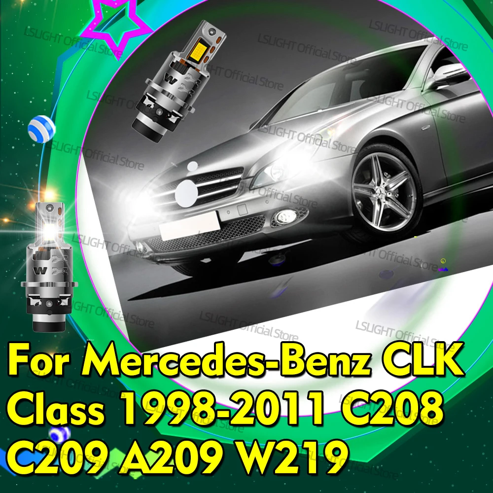 

2x 12V LED D2S D2R Copper Tube Headlights 30000LM For Mercedes-Benz CLK Class C208 1998-2002 C209 A209 2002-2009 W219 2004-2011