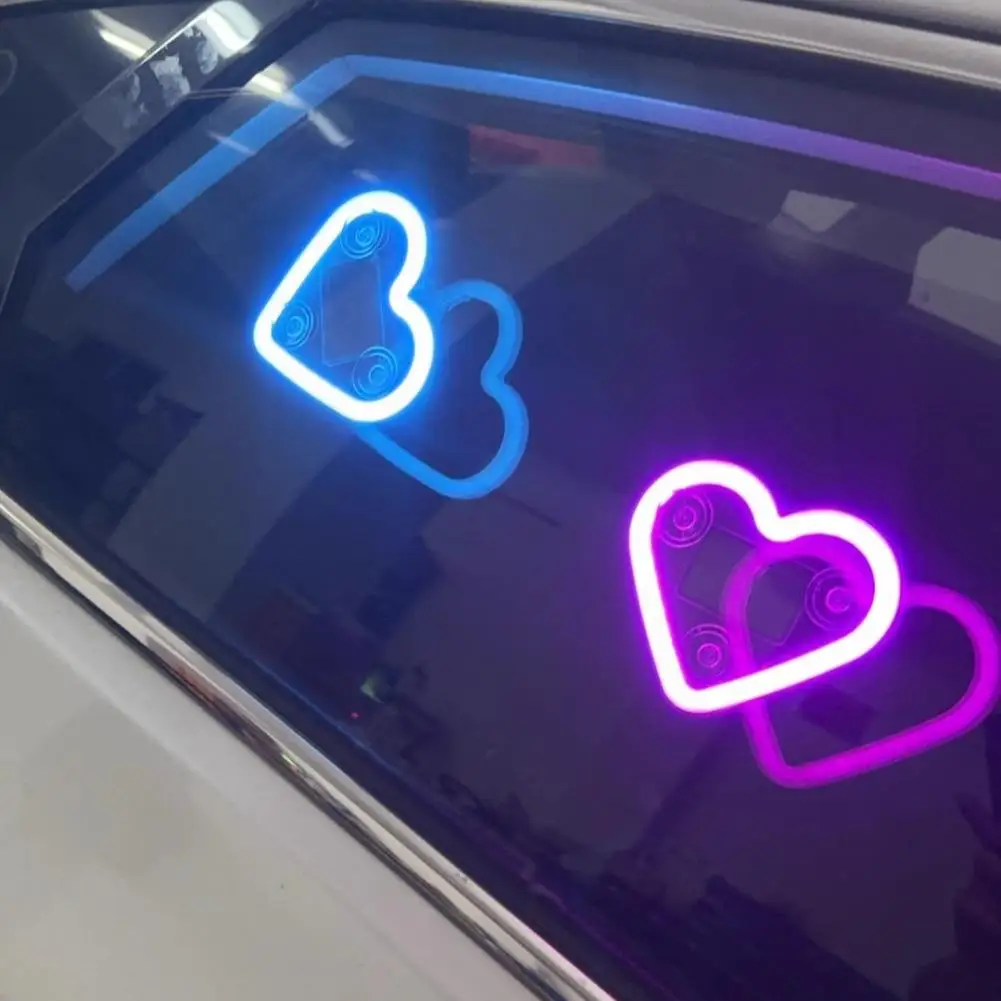 Solar Auto Triangular Window Love Light Car Heart Atmosphere Light 4 Colors Firmly Fixed Suction Cup Car Modification Light