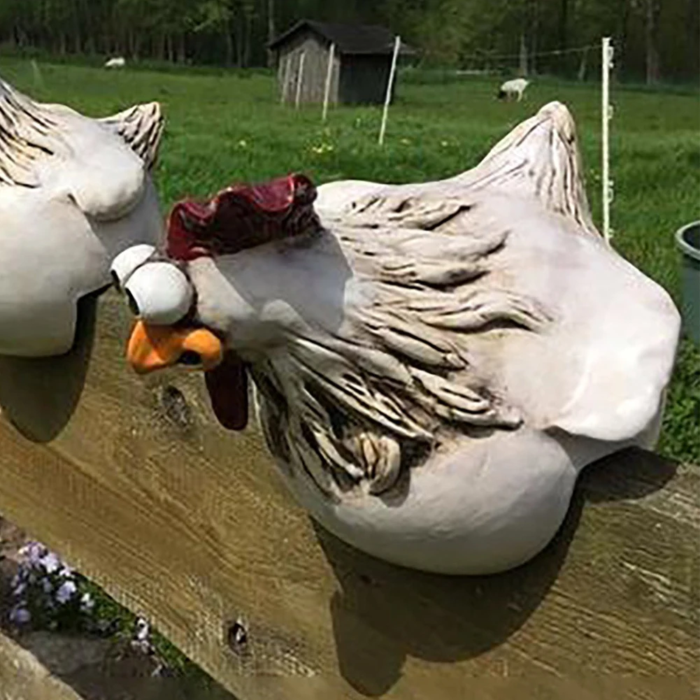 Garden Figurine Hen Decorative Funny Chicken Statues Art-backyard Art Craft Creative Simple Backyard Decorations