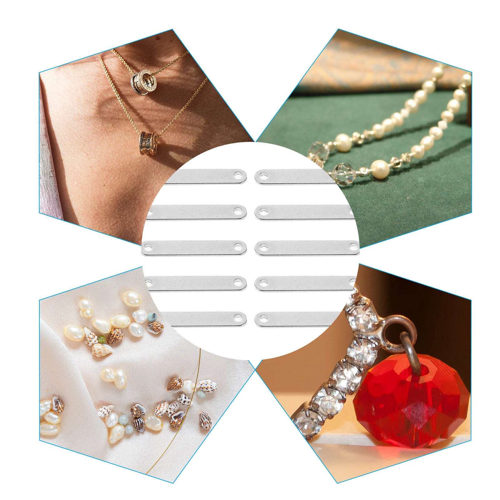 

10pcs Stainless Connector Bracelet Accessories Golden Necklace Pendent Necklace Charms DIY Jewelry Making Supplies