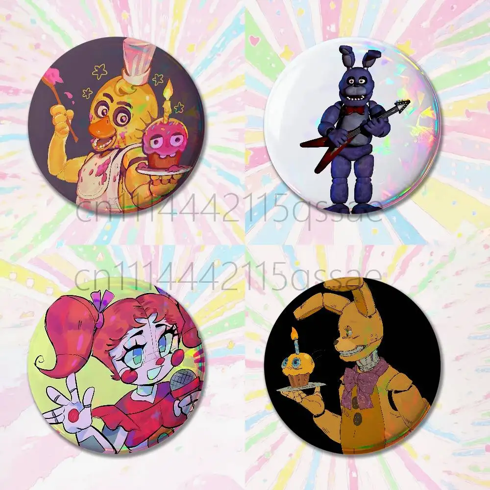Circus Baby Freddy FNAF Collection Round Exquisite Badge Brooches Creative Pins For Clothes Hat Backpack Gift Accessories