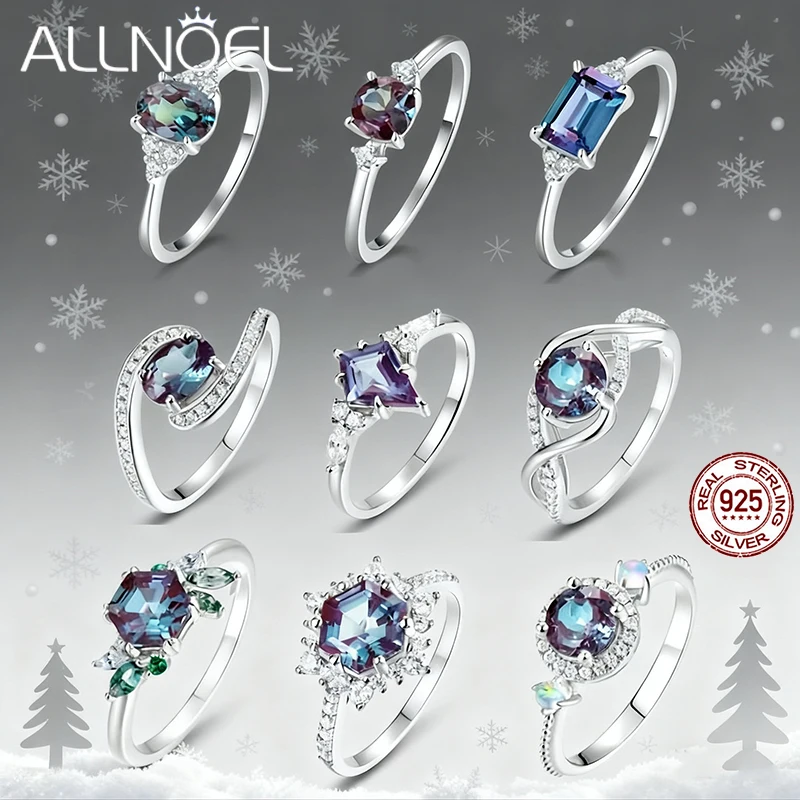 

ALLNOEL Alexandrite 925 Silver Ring For Women Exquisite Style Fashionable Engagement rings Wedding Luxury Christmas Jewelry Gift