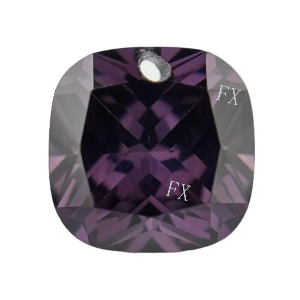 

Cushion Shape Single Hole Amethyst Cubic Zirconia Stone AAAAA For Jewelry Making Perforated beads