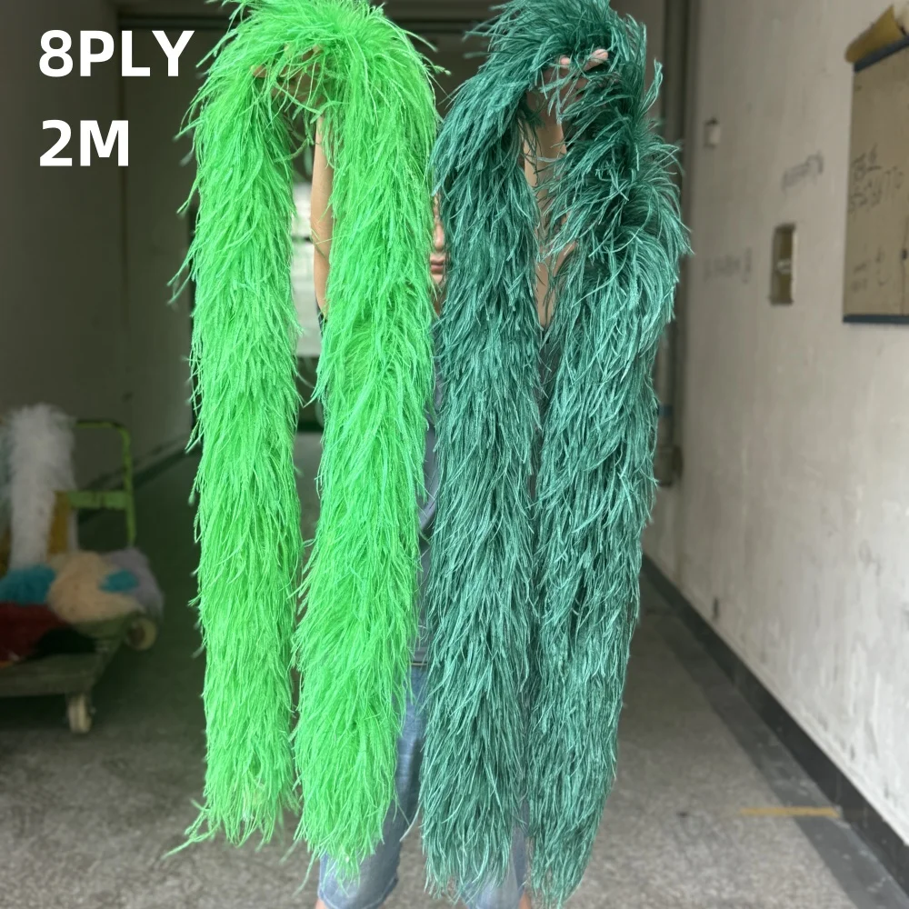 

Customized Natural ostrich feather boa 8Ply Green Ostrich Feathers Trims 1 to 5Meters for Party Clothing Sewing Accessory Boa