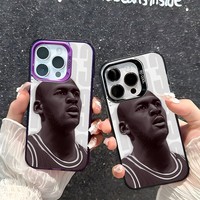 Basketball Player J-Jordan MJ Luxury Phone Case IMD Color Silver Shell For IPhone 16 15 14 13 12 11 Pro Max Plus