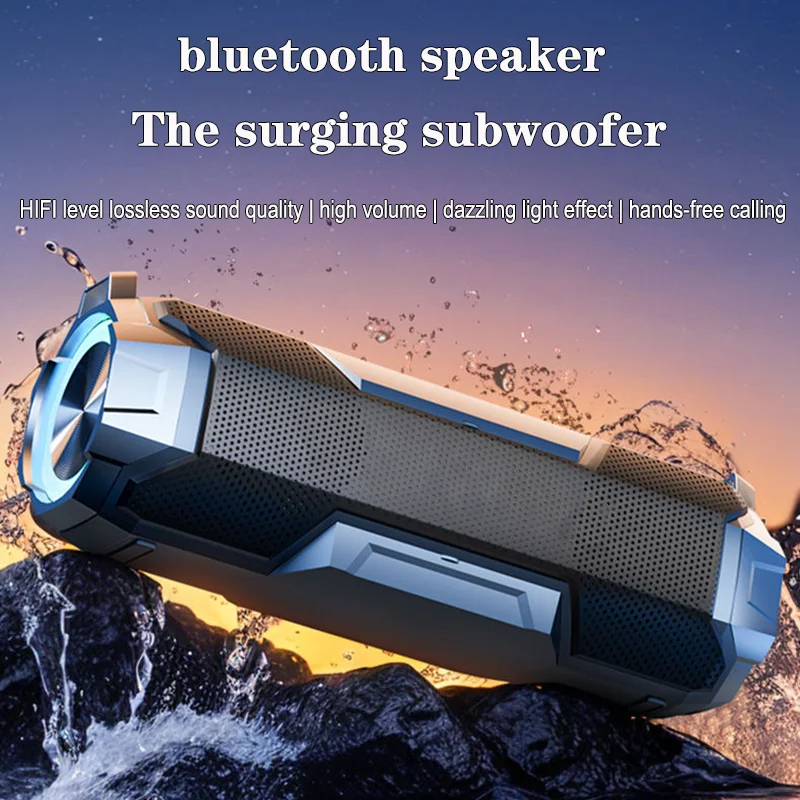 

Уличный портативный беспроводной Bluetooth-динамик 60 Вт Hi-Fi мощный водонепроницаемый сабвуфер двойной динамик RGB красочная подсветка звуковая система