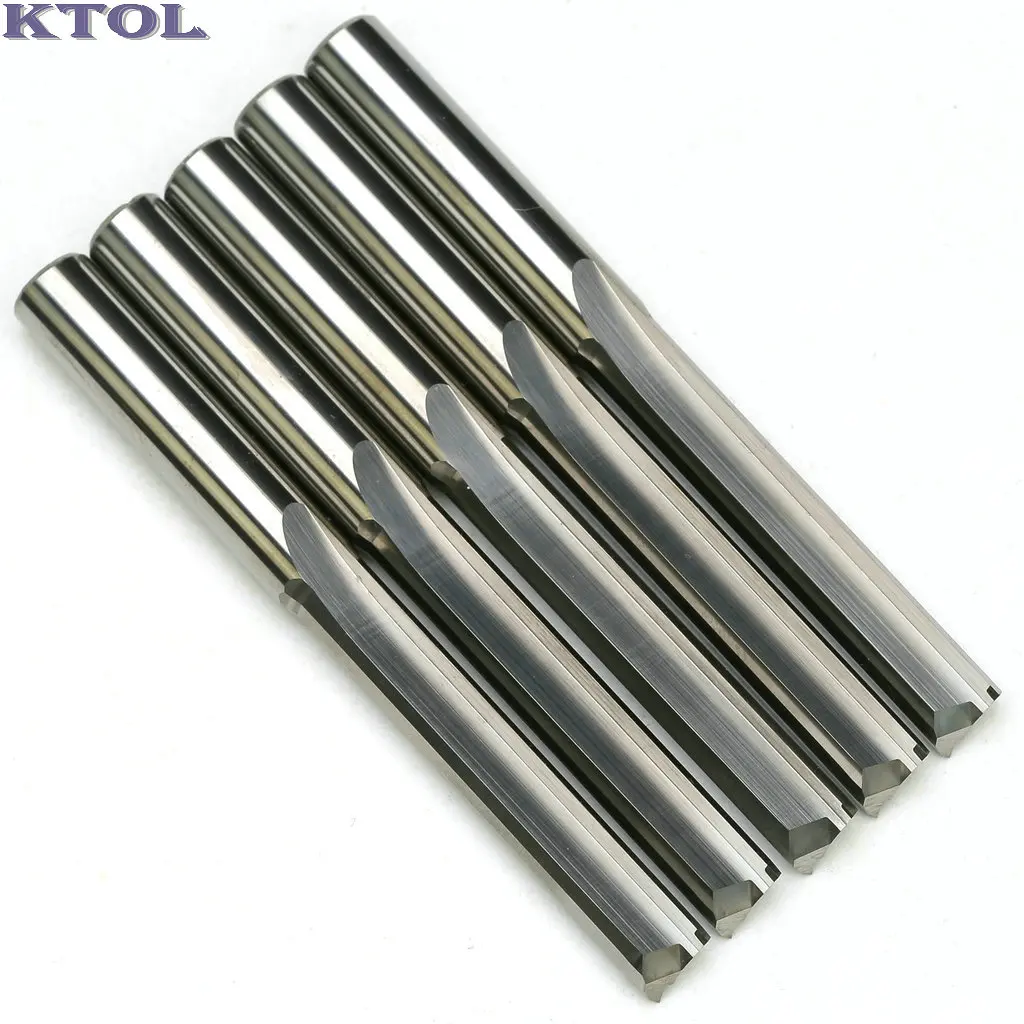 6.35mm 2 Flute Straight Cutting Router Bits Slot Endmill CNC Engraving Tools for Wood MDF 5pcs Solid Carbide Milling Cutter Set