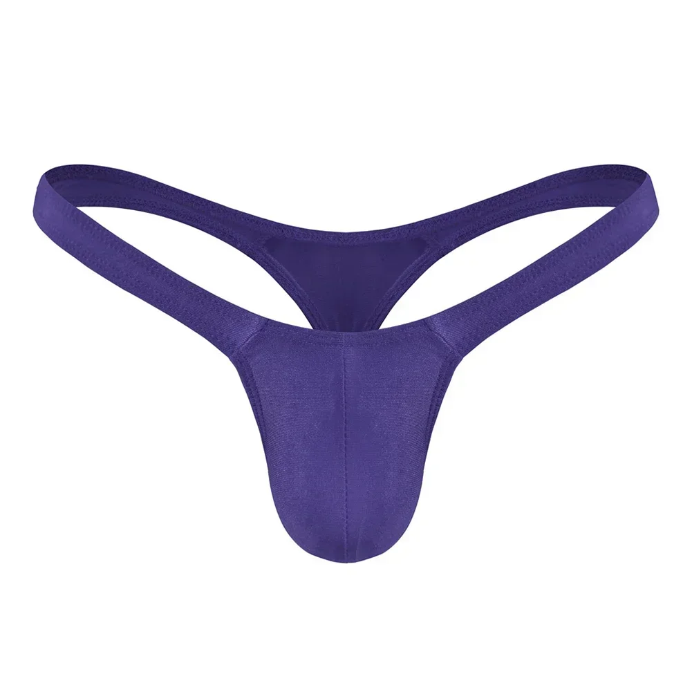 New Men\'s Solid Color Thongs Sexy Low-Rise Simple T-Back Thong Bluge Pouch Briefs G-String Bikini Underwear Man Thong Male