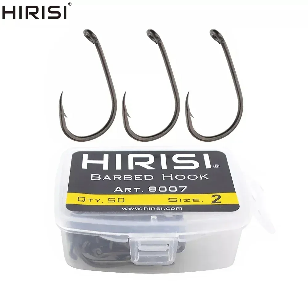 

50Pcs Carp Fishing Barbed Hook High Carbon Steel Ring Eye Fishhook 8007 size 2468