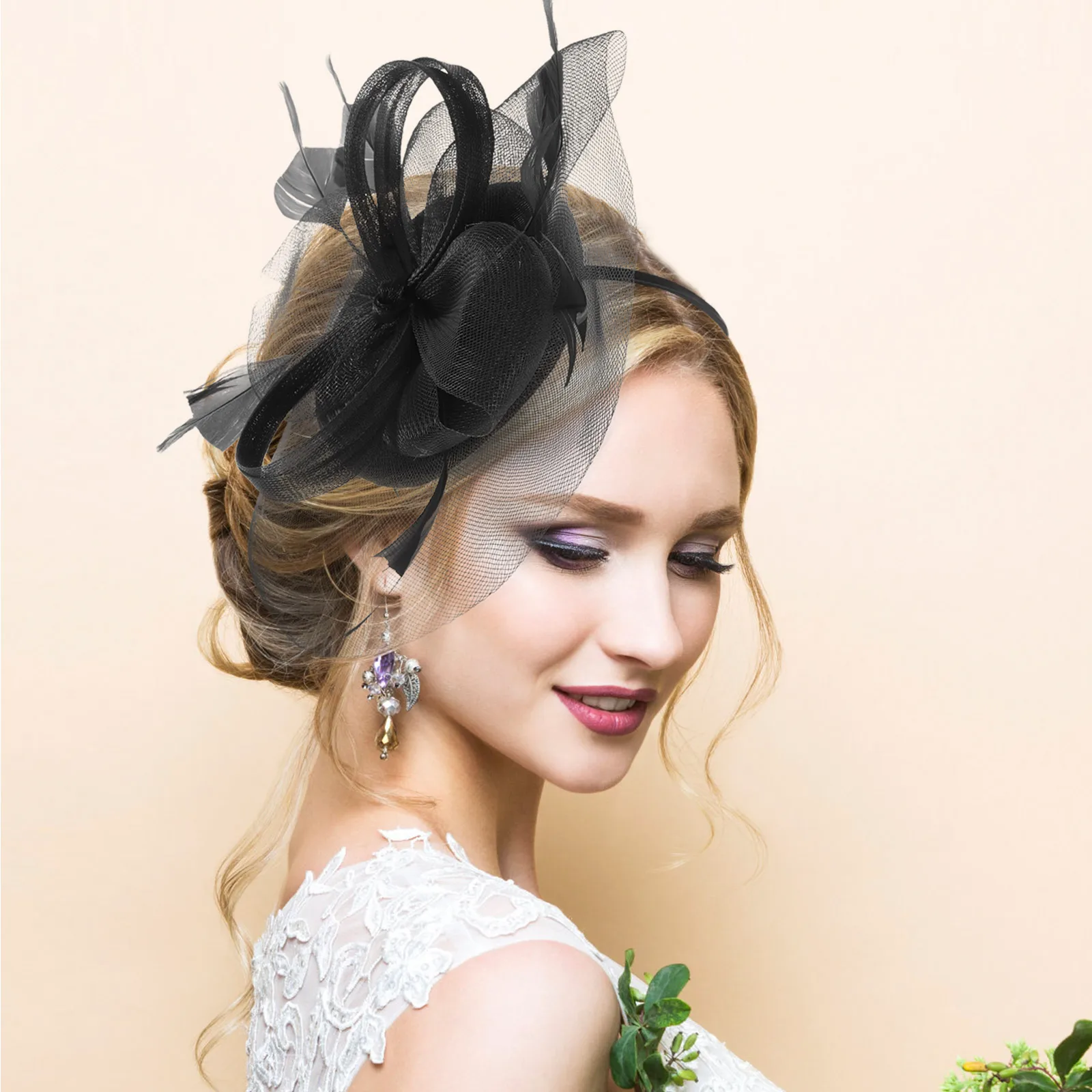 

Silk Hairband Fascinator Hats Women Camouflage Dinner Party Headwear Gauze Bridal Wedding Tea Banquet Accessories Lightweight