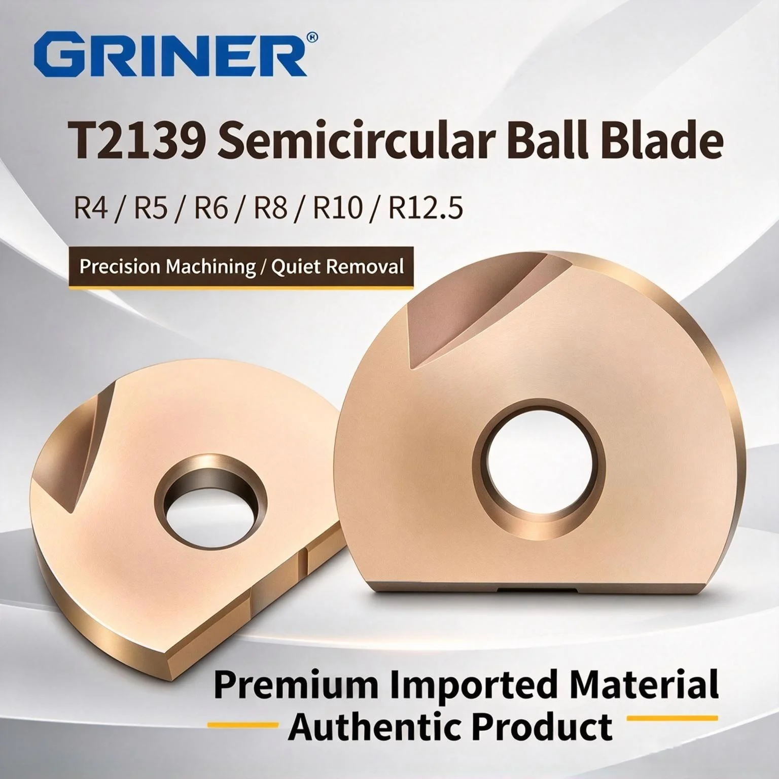 T2139 Ball Nose Carbide Milling Inserts R4-R12.5 Hardened Anti-Chipping CNC Mold Curve Precision Finishing Tools Compatible with