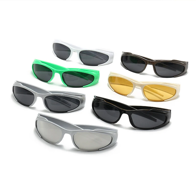 New Y2K Sunglasses For Women Men Luxury Brand Designer Wrap Around Sun Glasses Steampunk Colorful Mirror Cycling Eyeglasses