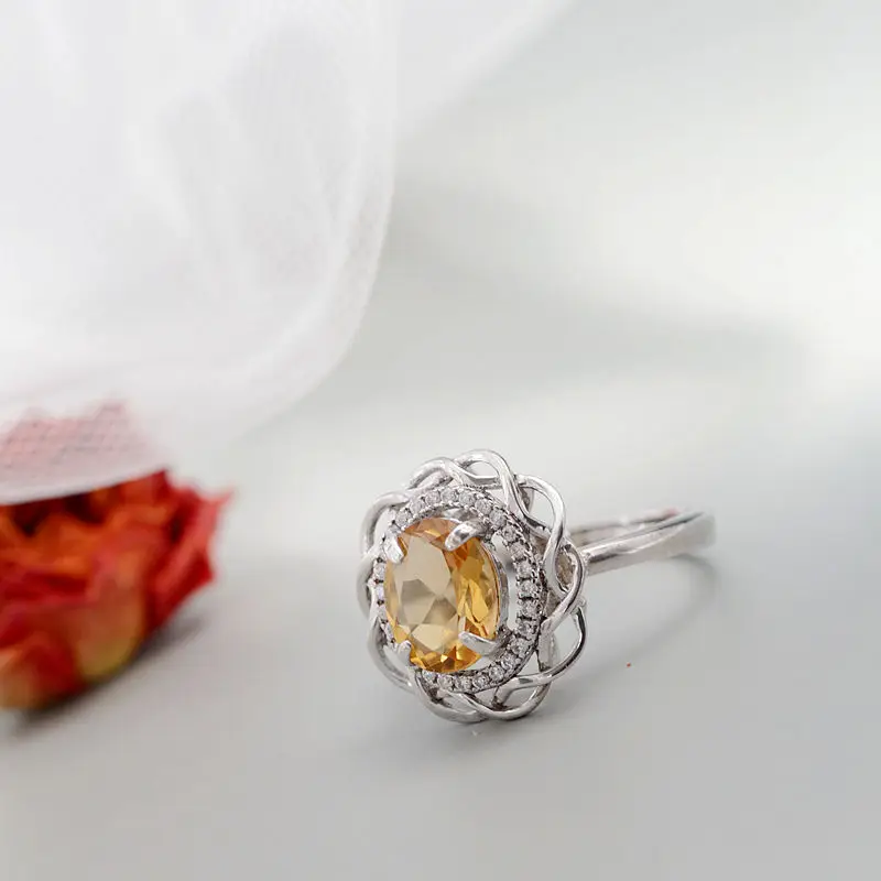 

Простое, чем изысканное кольцо из стерлингового серебра 925 пробы, инкрустированное натуральным овальным цитрином, открытое кольцо, элегантное женское модное стильное ювелирное изделие, подарок
