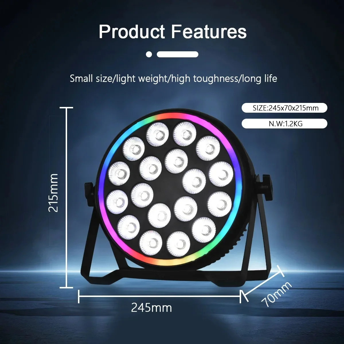 180W RGBW 4In1 LED Par Lights with Wash Strobe Effects for Stage Festivals DJ Party KTV Theme Park Bar Event With LED Strip Ring