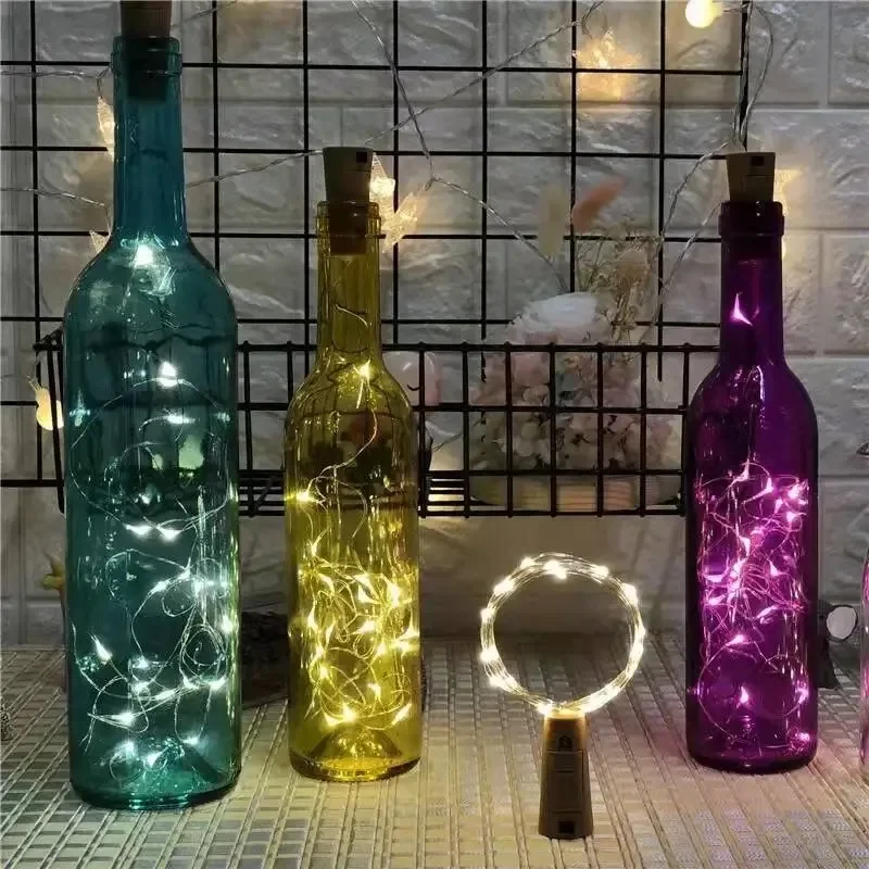 Bouteille de lumières LED pour bocal à vin, batterie en liège 62, décorations d'arbre de Noël, décorations pour la maison, nouvel an, 2m, 20