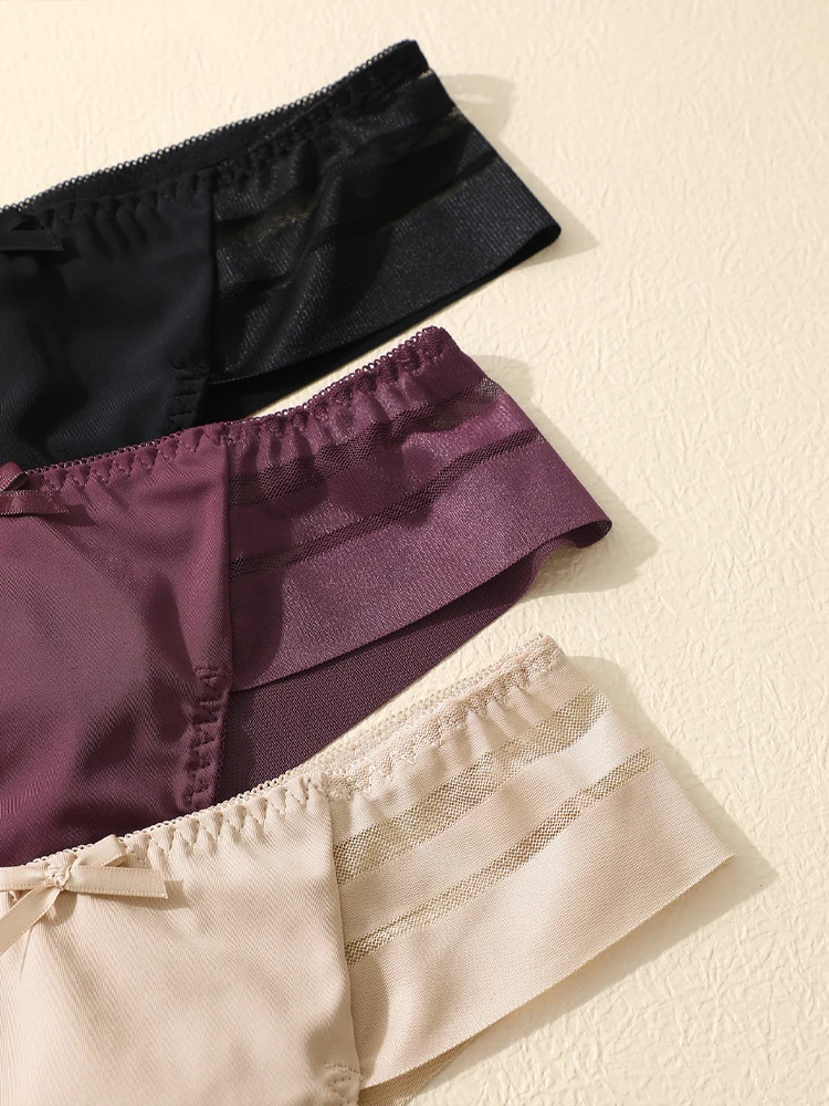 FINETOO 3pcs Women's Lace Hollow Out Underwear Sexy Breathable Low-Waist Thongs Female Comfort Stretchy Lingerie Bikini Panties image 5