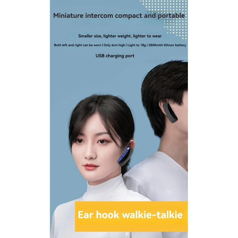 Walkie Talkie Headset Ear Hanging Mini Walkie Talkie Portable Walkie Talkie Bluetooth Headset For Bar Hotel Radio image 5
