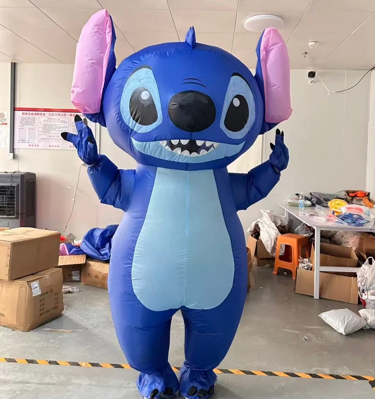 2028 Blue Cartoon Stiittch Inflatable Costume Hot Character Adult Cosplay Blow Up Carnival Birthday Party Performance Suit Adult image 3