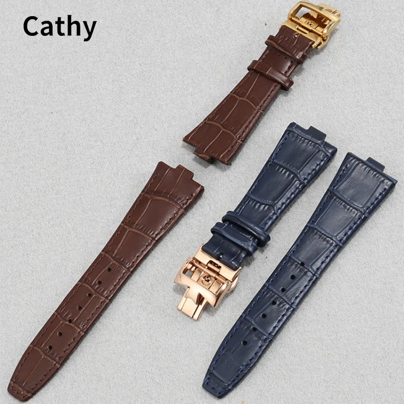 Genuine Leather Watch Band for Vacheron Constantin 500V 5500v P47040 Soft Comfortable Raised Mouth Cowhide Watch Strap 25x8mm