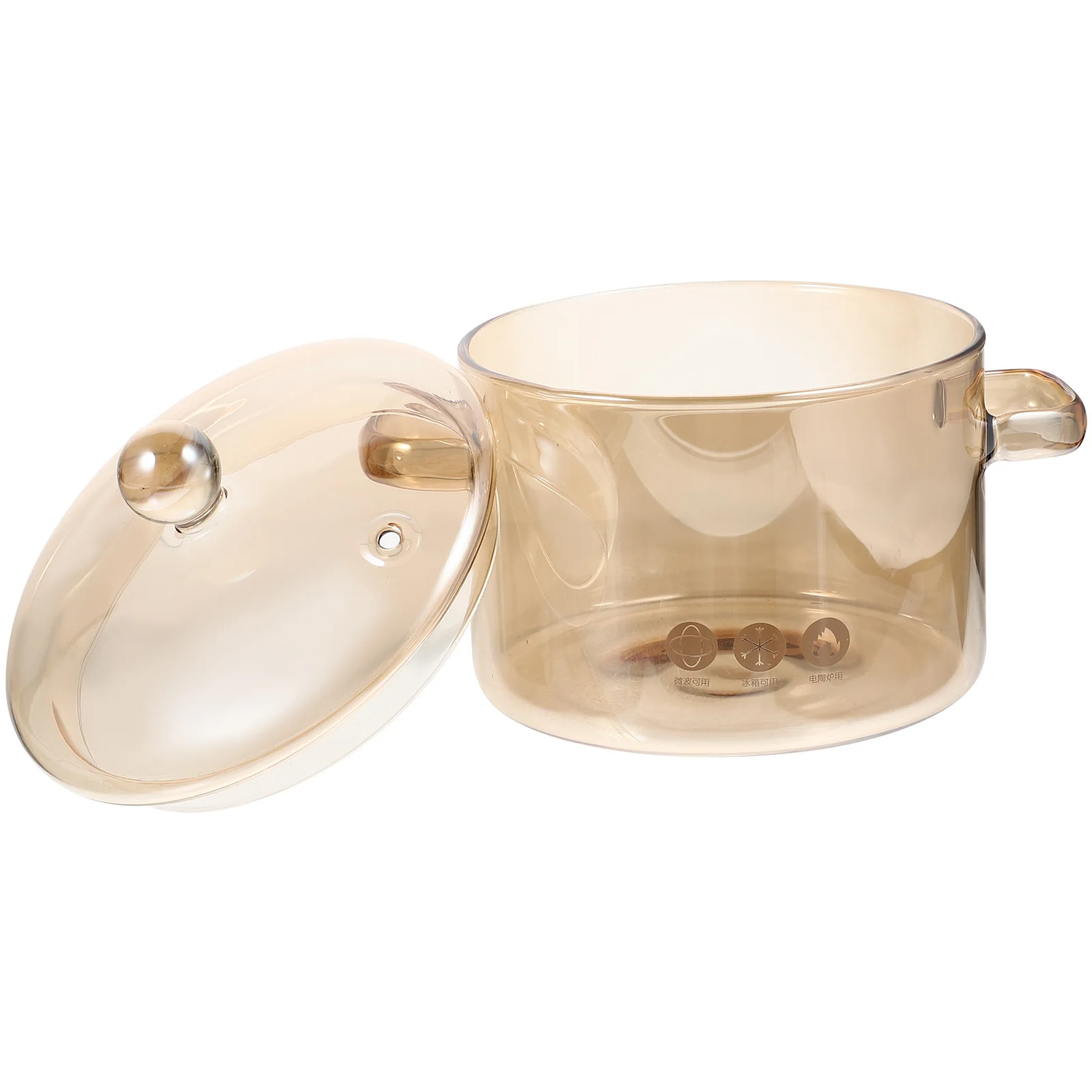

Induction Cooking Pot Clear Amber Simmer Non Stick Korean Ramen Casserole with Lid Noodle Bowl