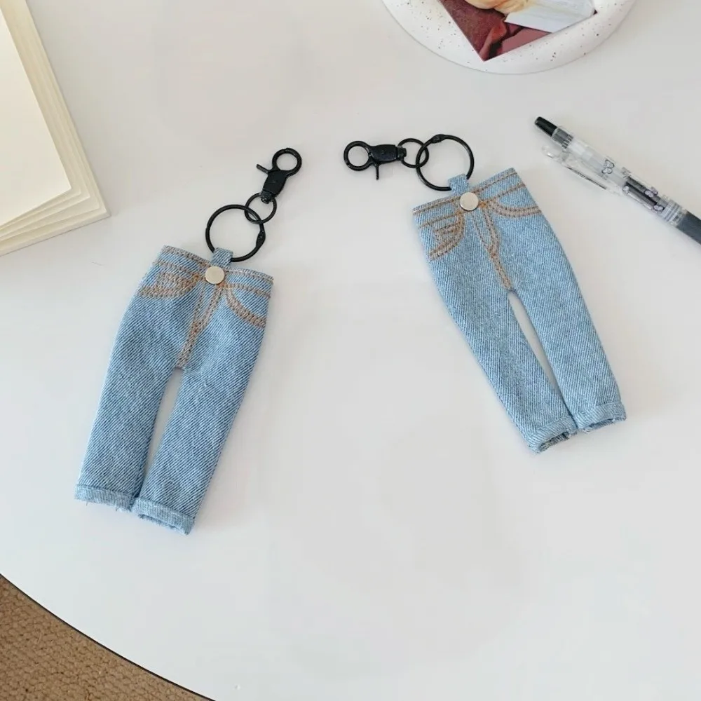 Pen Ledger Decoration Mini Jeans Pen Holder Keychain Pencil Loop Pen Storage Accessories Denim Pendant Keyring Insert Hanging