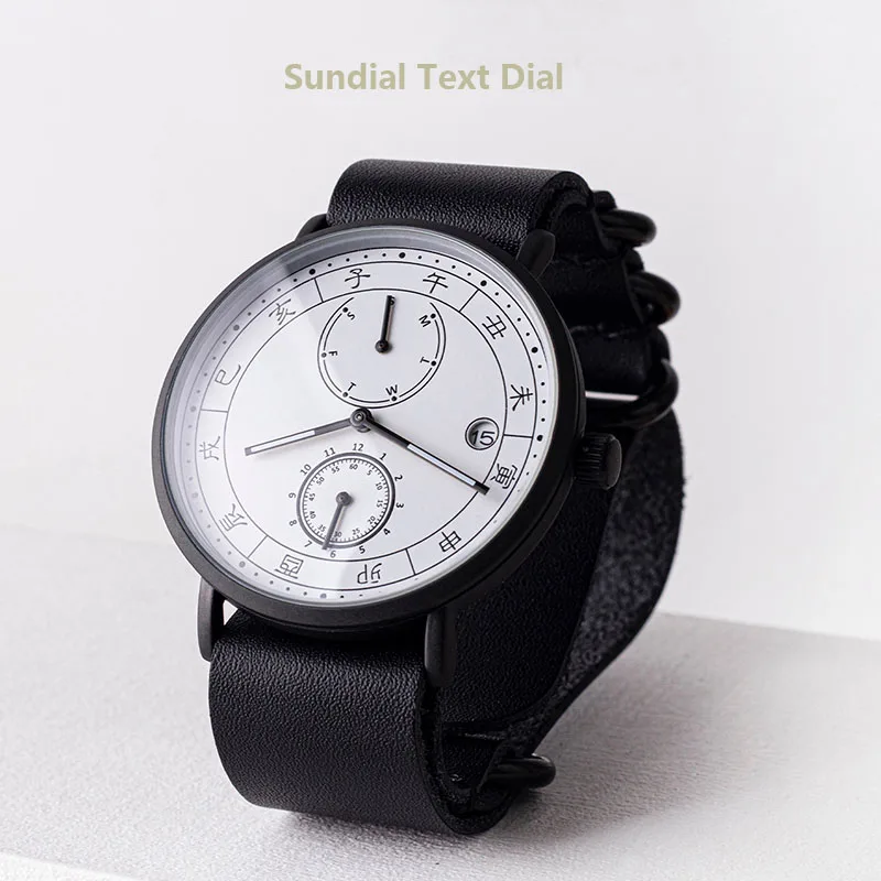 Sundial Series National Style Watch Traditional Culture Leather Mineral Glass Mirror Calendar Quartz Waterproof Watches for Men