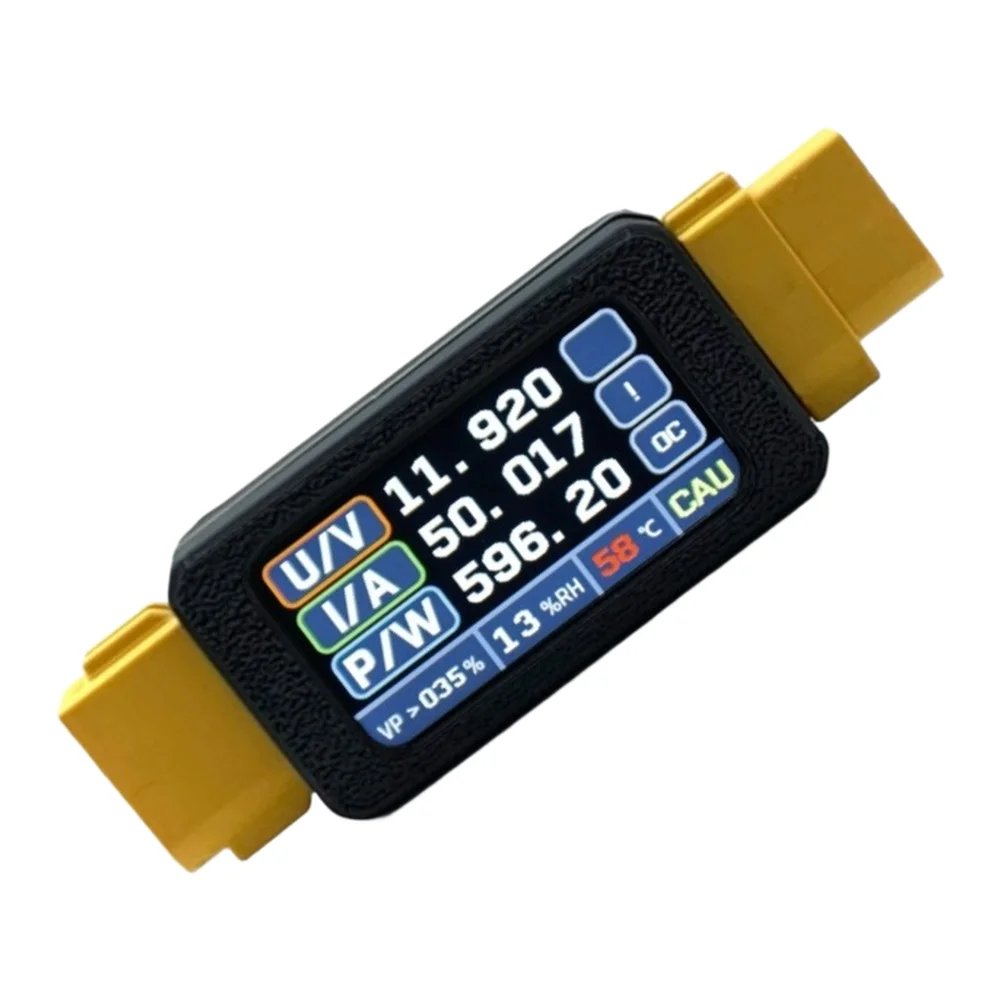 DC Power Meter Bidirectional Wattmeter 1m Ohm Shunt Resistor 80A Instantaneous Current 1.47 Inch Color Display
