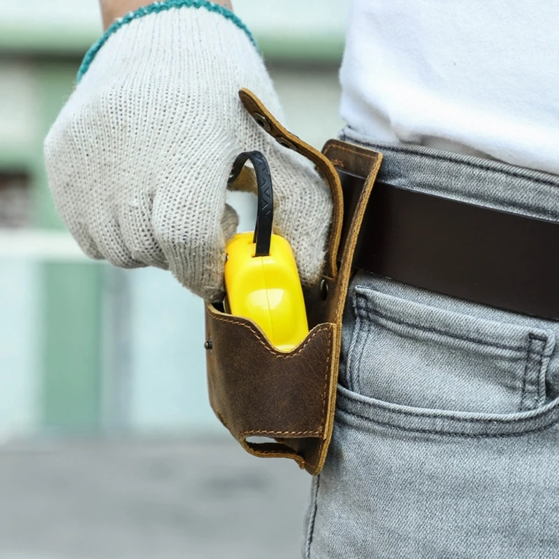 Handy Leather Bag with Waist Belt Attachment Belt Bag for 5m Steel Tape Measure