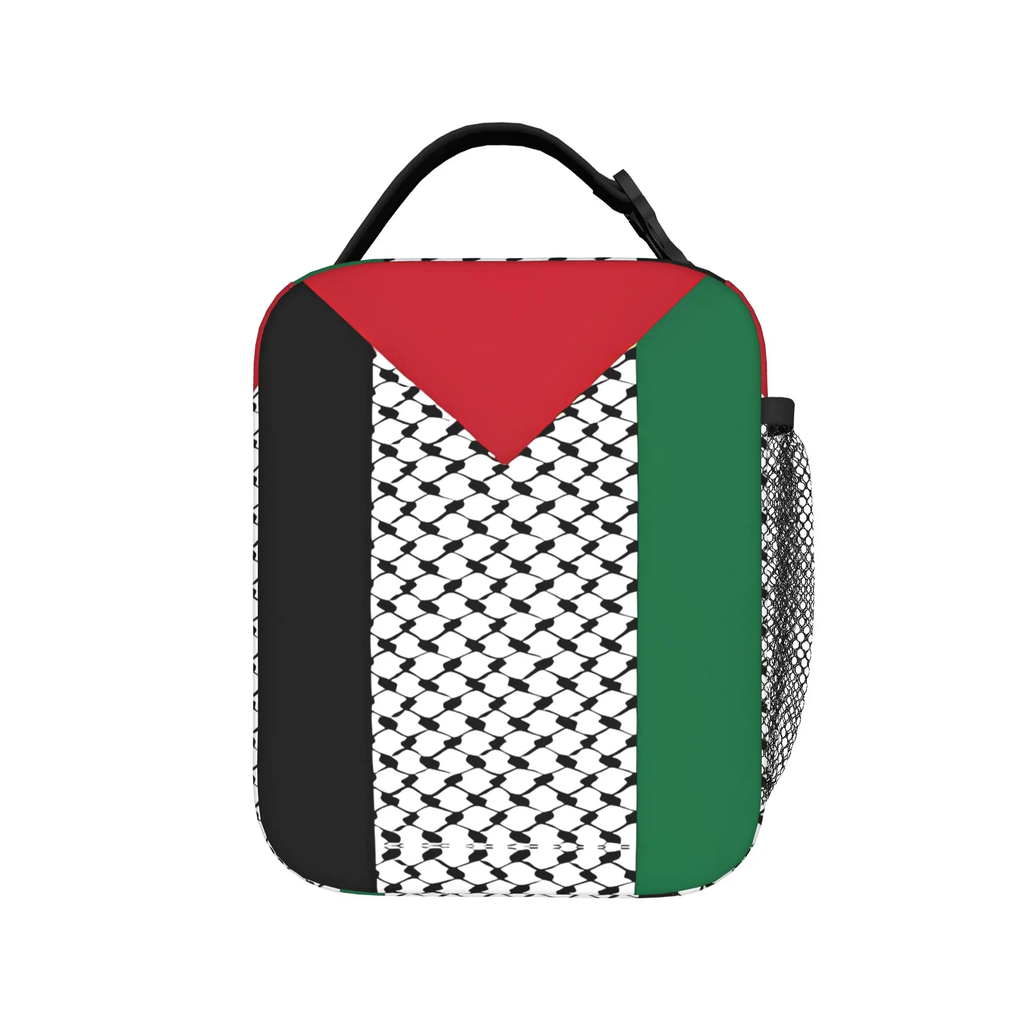 Flag Of Palestine Kufiya Lunch Bag  Portable Lunch Box Women Office Print Cooler Bag Vintage Oxford Tote Food Bags