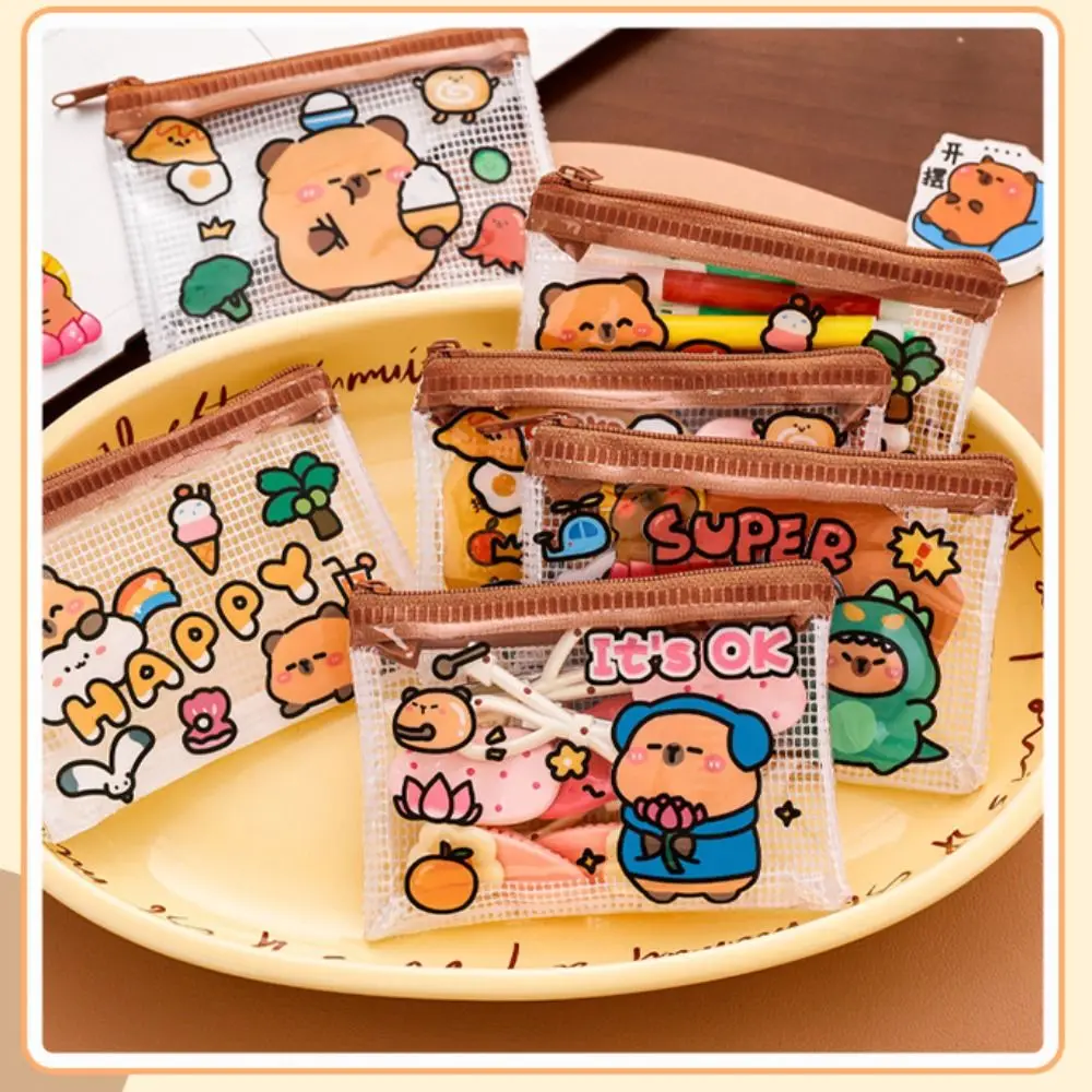 Wodoodporna torba do przechowywania w kształcie kapibary, portfel z PVC, mini portmonetka na monety, prezent dla dzieci.