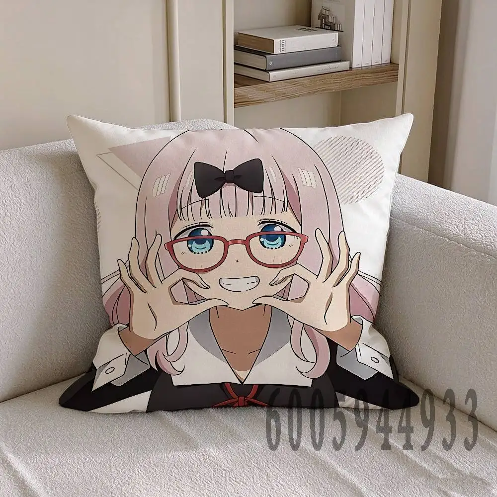 F-Fujiwara Chika Square Pillow Cover Multiple Sizes For Car Home Bedroom Decoration Holiday Housewarming Gift For Family