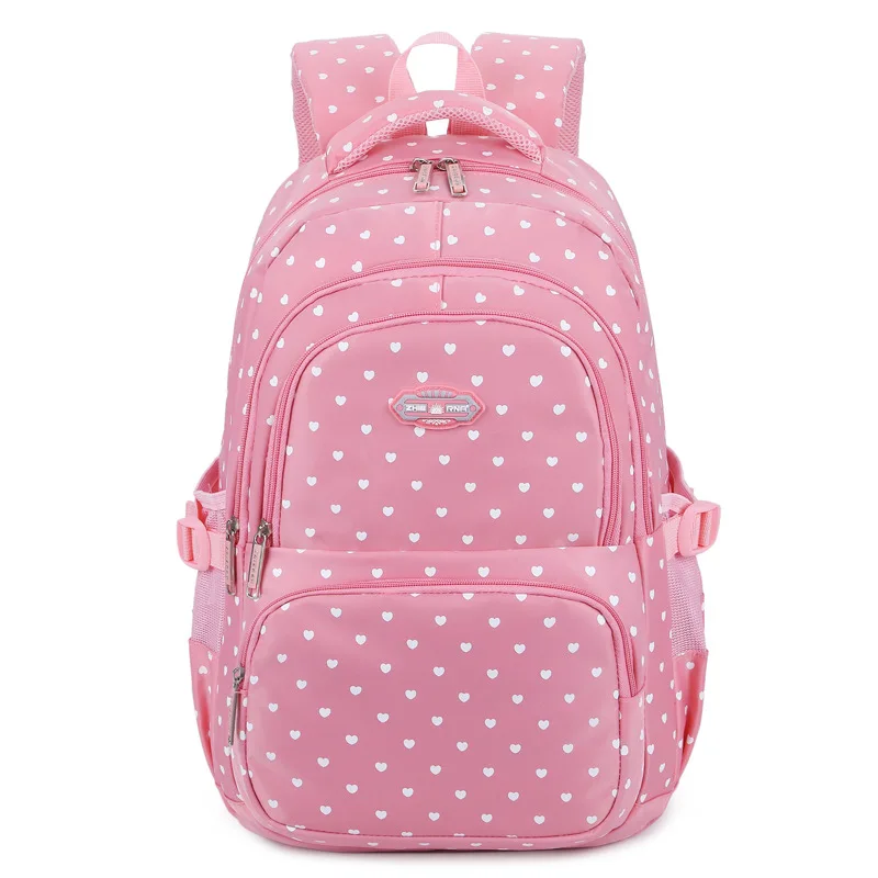 Fashion Heart Print Shoulder Bag for Teen Women Large Capacity Waterproof Kids Backpacks Primary High School Students Schoolbags