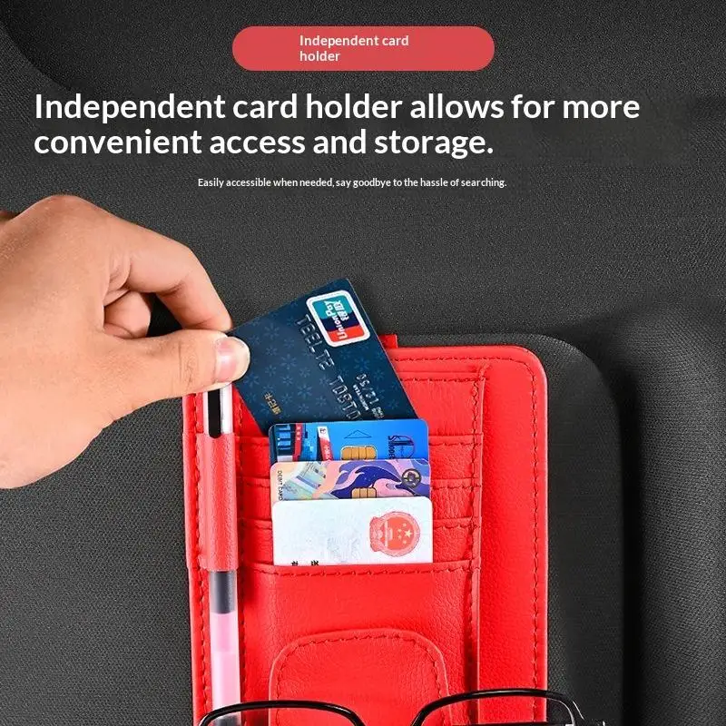 Car Sun Visor Organizer Multi-Pocket Business Card Storage Management Sunglasses Holder Visor Accessories Auto Interior