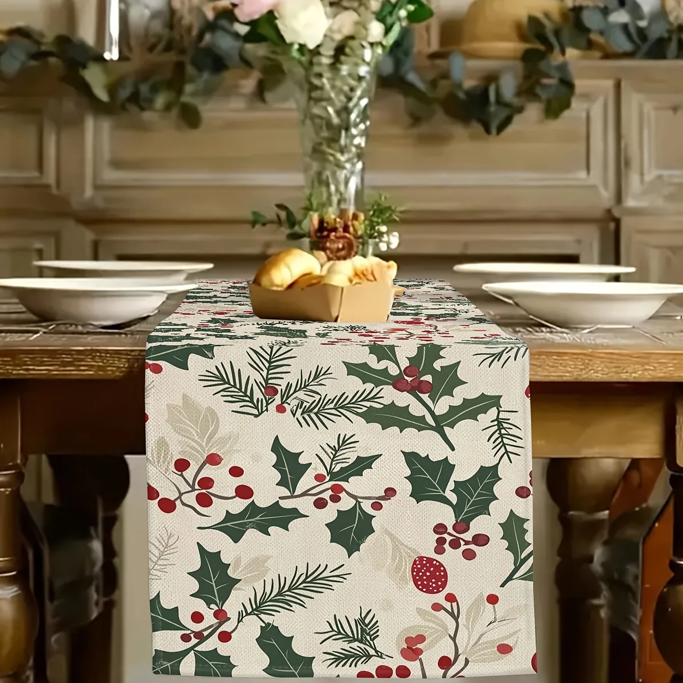 Merry Christmas Holly Leaf Ber - Christmas Table Runner review and price