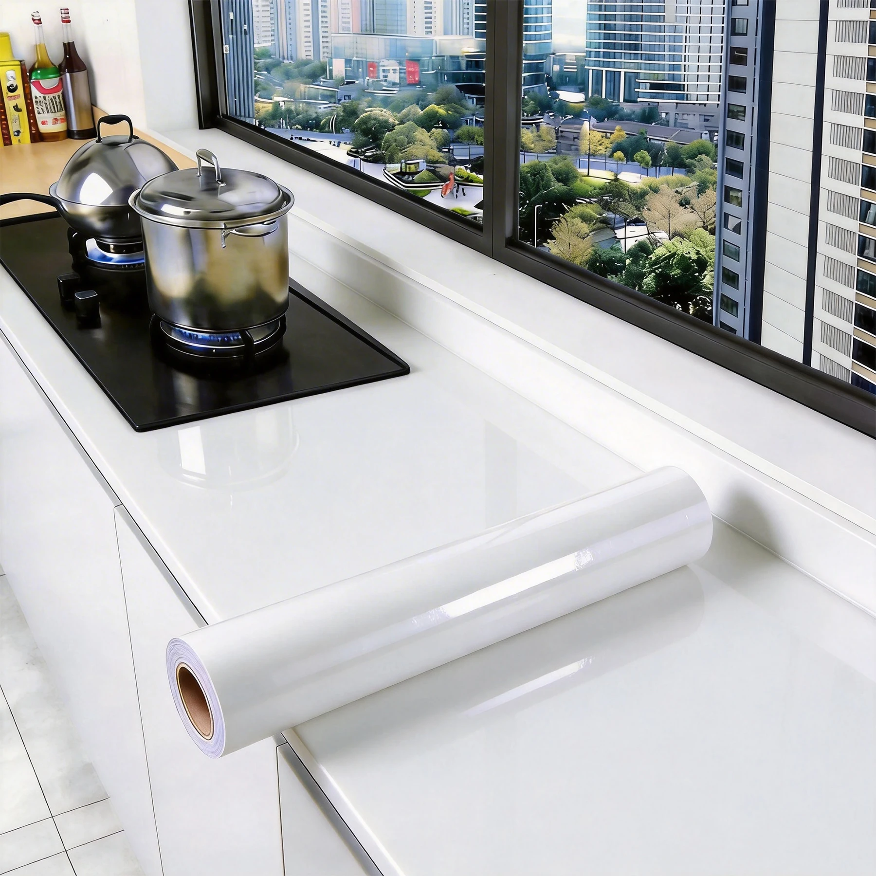 

Водонепроницаемая самоклеящаяся пленка ПВХ с эффектом жемчуга для стен, черная/белая, для шкафов, кухни, мебели, глянцевые наклейки для стен