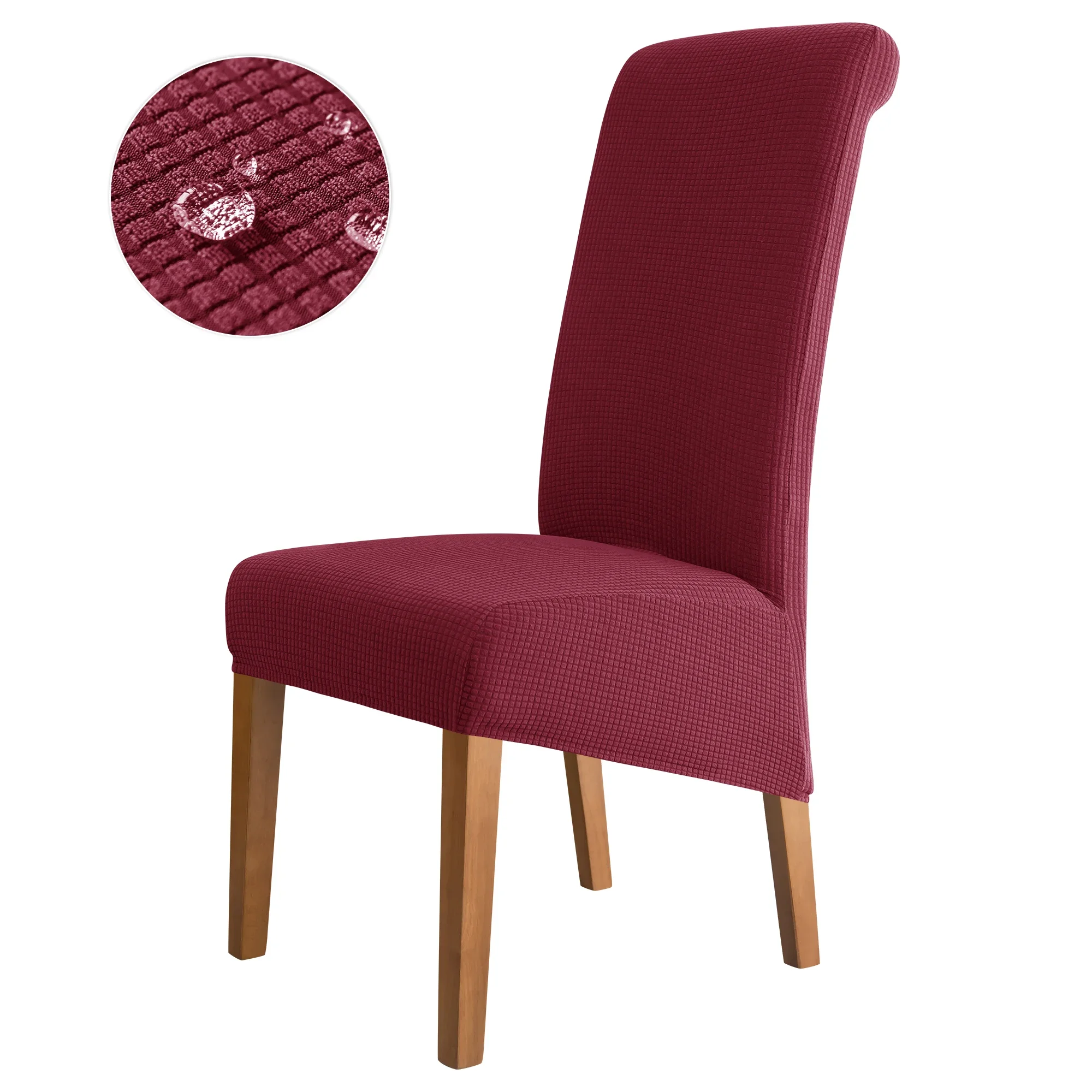 Wasserabweisender Stuhlbezug mit hoher Rückenlehne, Jacquard-Stretch, Stuhlhussen in XL-Größe für Esszimmer, schmutzabweisend, pflegeleicht, Sitzschutz