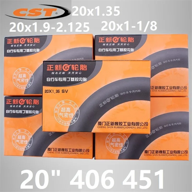 Bicycle Tube 20 Inch 406 451 Folding Bike Tube 20x1.35 20x1-1/8 20x1.9-2.125 CST Rubber Inner Tube Schrader & Presta Valve AV/FV