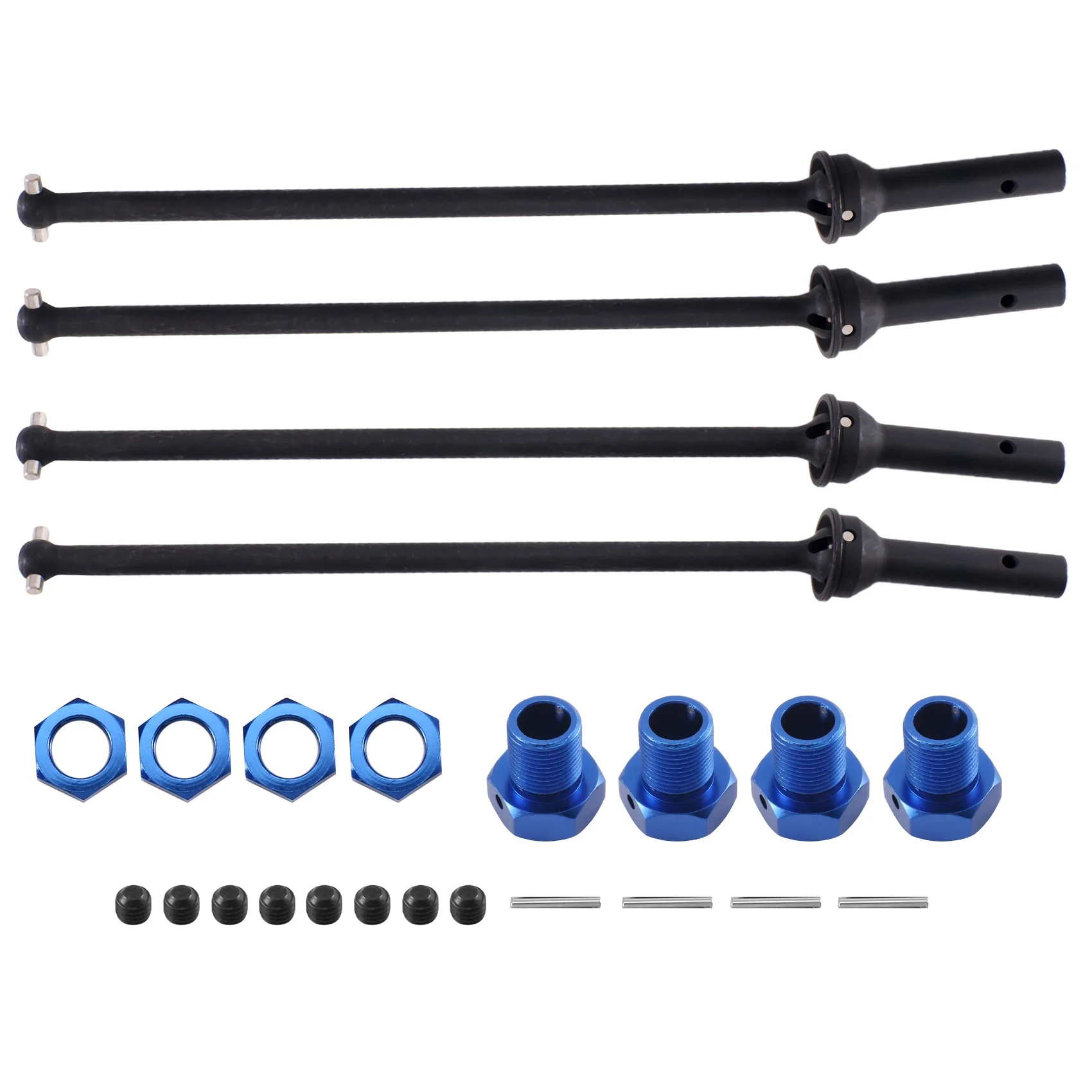 4Pcs Metal Front and Rear Drive Shaft CVD with Extended Wheel Hex for 1/10 Arrma Kraton Outcast Upgrades Parts,Blue