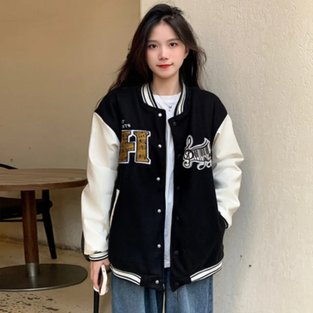 Deeptown Varsity Baseball Jacket Women Harajuku Fashion Oversize College  Uniform Bomber Jackets Korean Streetwear Female Clothes