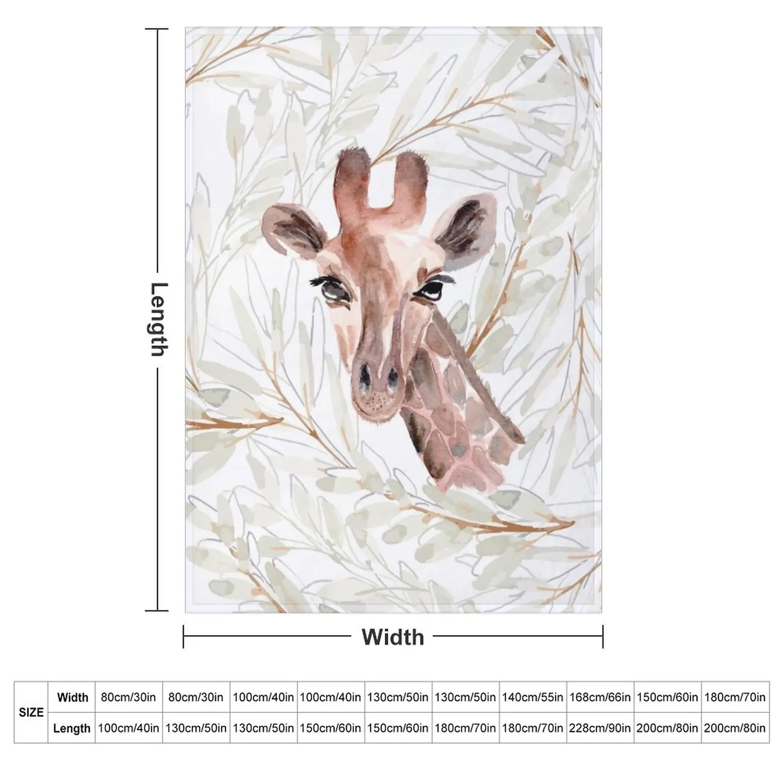 Watercolor Giraffe Throw Blanket Soft Plush Plaid Soft Bed Shaggy For Baby Furry Blankets