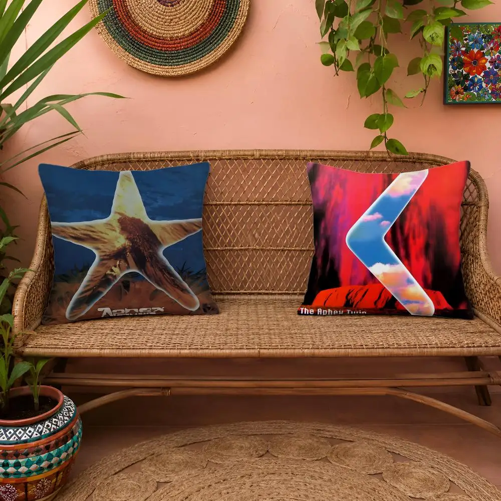 A-Aphex T-Twin Album Cover Cushion Cover 1pc Square Pillow Cover Soft Plush Fabric Removable Washable Sofa Chair Bed Decoration