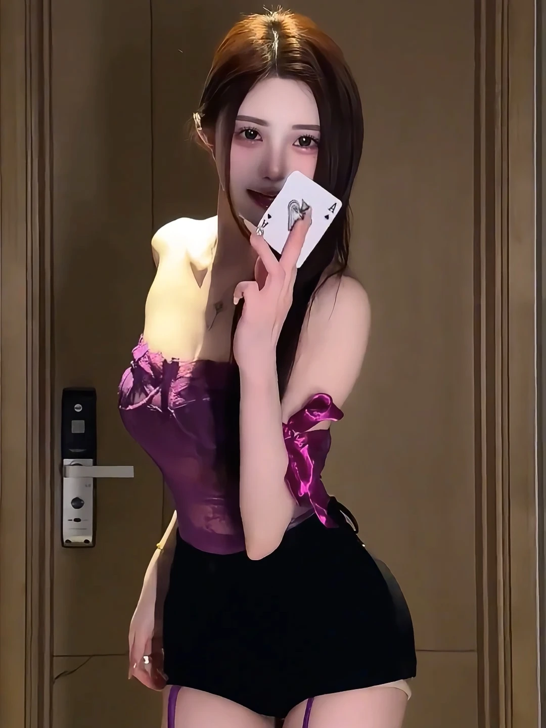 Seksowny Retro Fioletowy Koronkowy Prześwitujący Kombinezon z Zestawem Orties Damski Modny Letni Strój Obcisła Bielizna Komplet