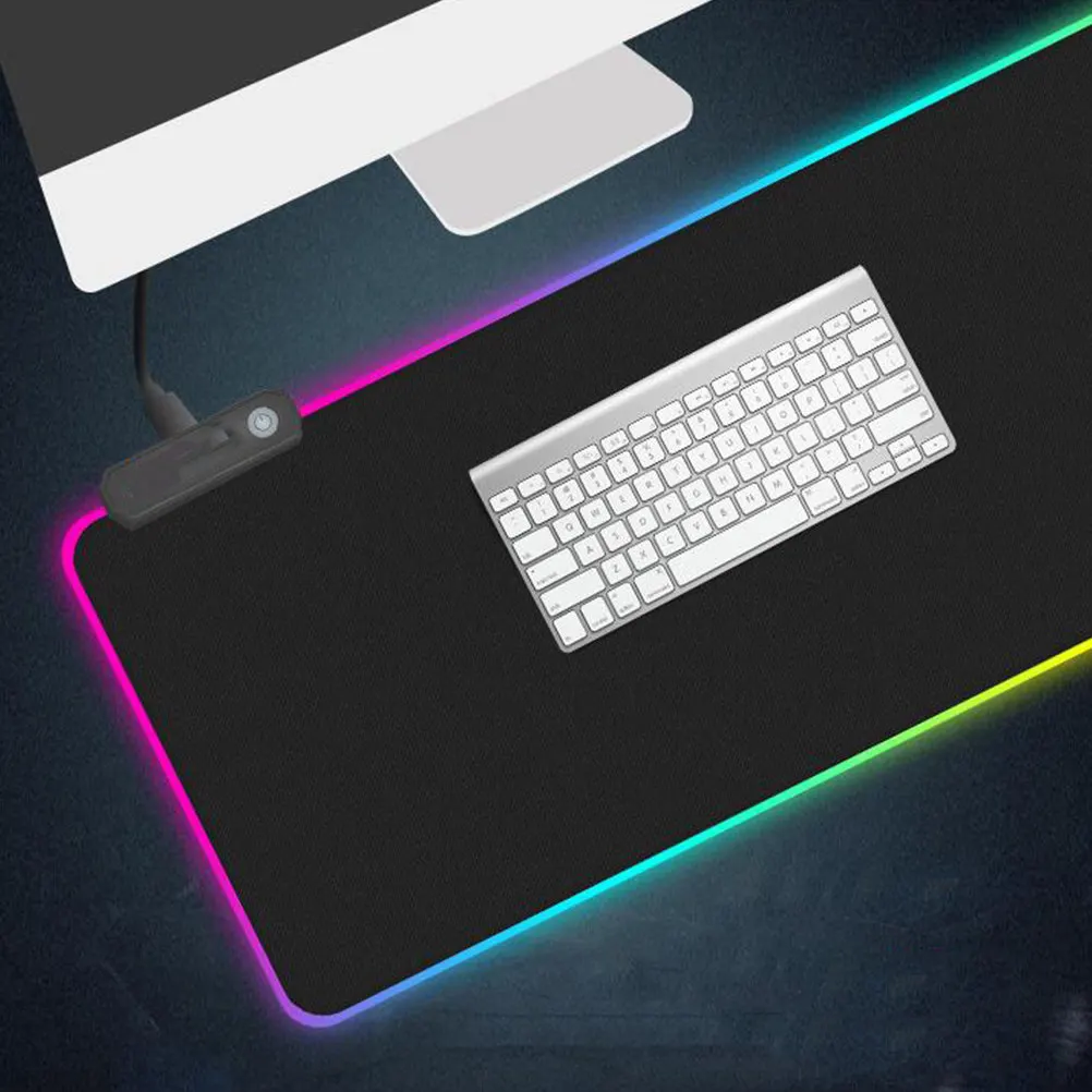Luminous Mouse Pad Rgb Lighting Modes 11 Effects Long Press Memory Function Foldable Detachable Cable Anti-Slip Base 3Mm Black