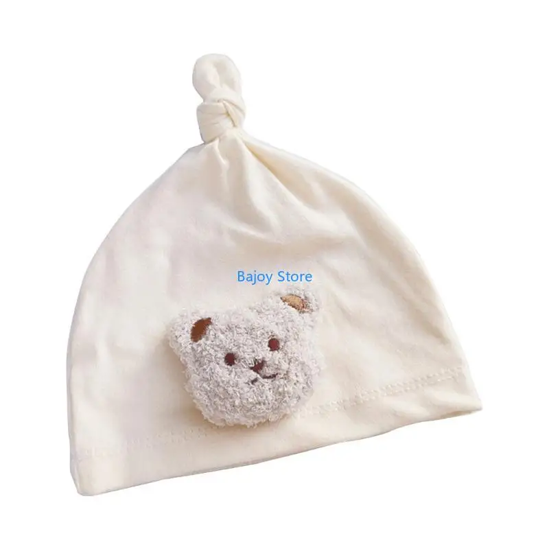 

63HE Windproof Spring Hat for Infants Baby Beanie with Cartoon Bear Print
