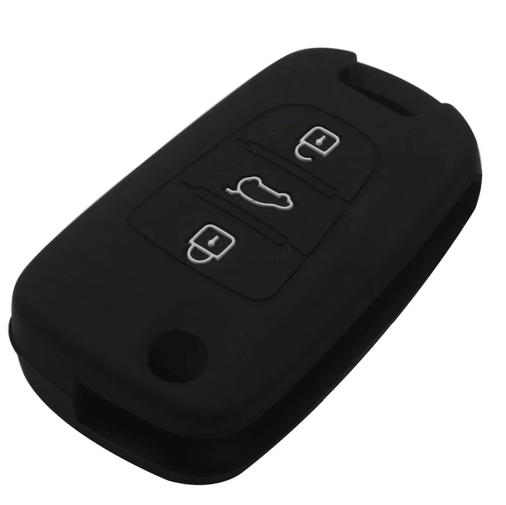 jingyuqin 3BTN Silicone Car Key Cover Case For Kia RIO K2 K5 Sportage Sorento For Hyundai i20 i30 i35 iX20 iX35 Solaris Verna