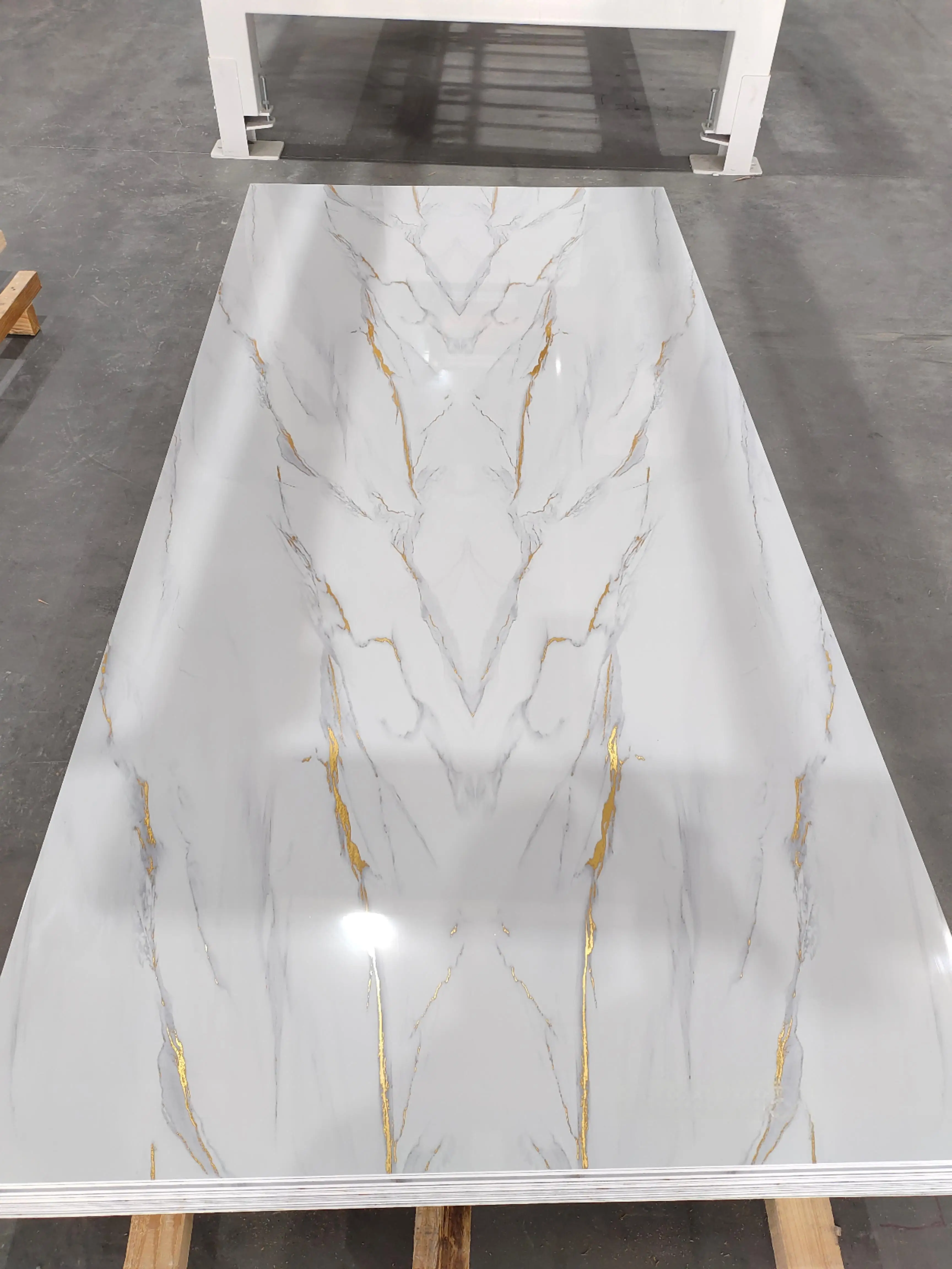 2026 High Glossy 2mm 3mm 4*8ft New Design Gold Line Color Waterproof Alternative Marble Pvc Panels Pvc Uv Marble Sheetpromote sa