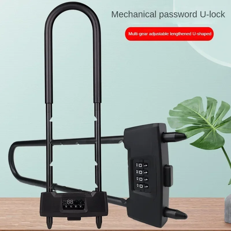 Extended U-shaped Glass Door Lock Password Lock Large Double Door Store Door Lock U-shaped Adjustable U-shaped Password Padlock