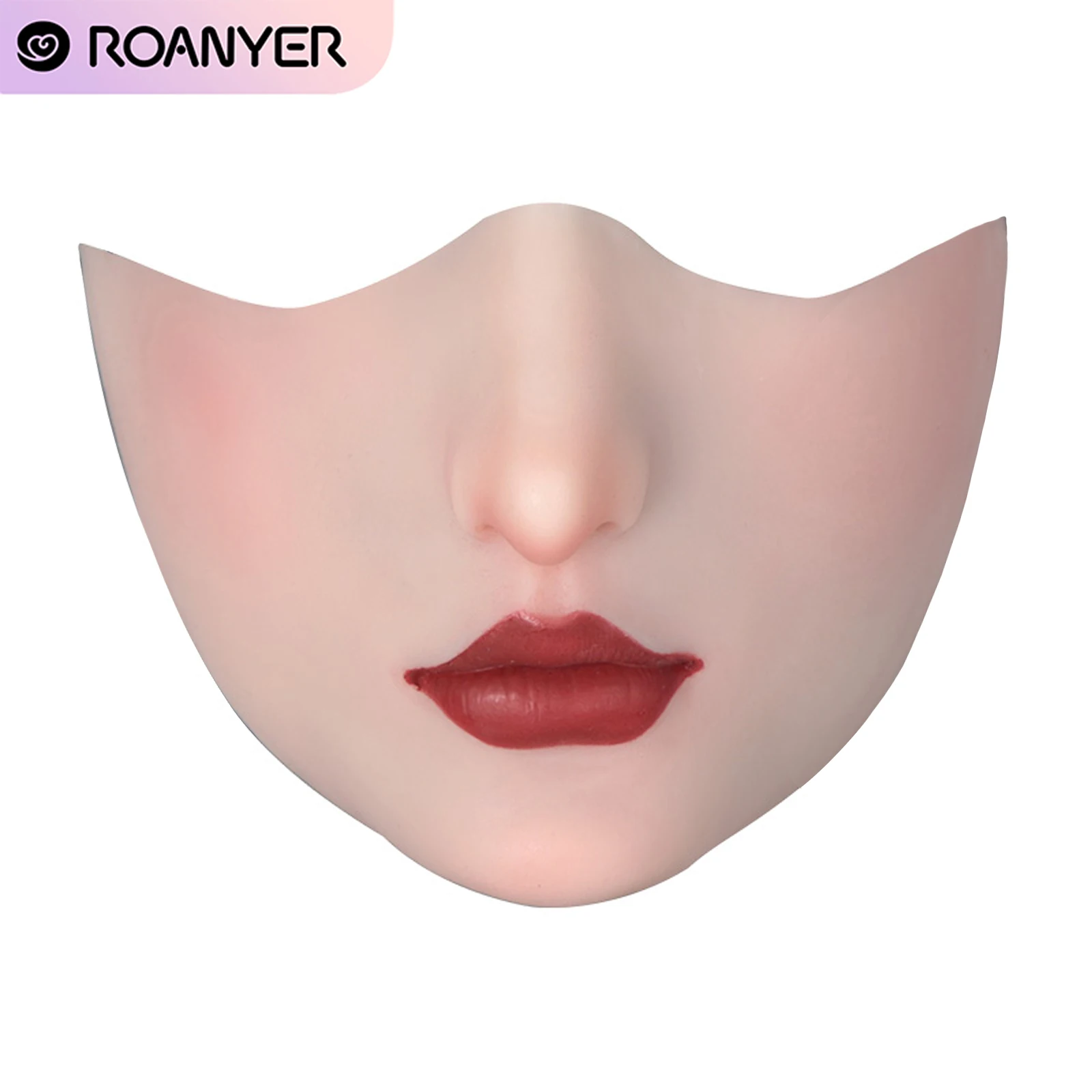 Image of Roanyer Realistische Silikon-Halbmaske mit geschlossenen Lippen für Crossdresser, Halloween, Party, Cosplay