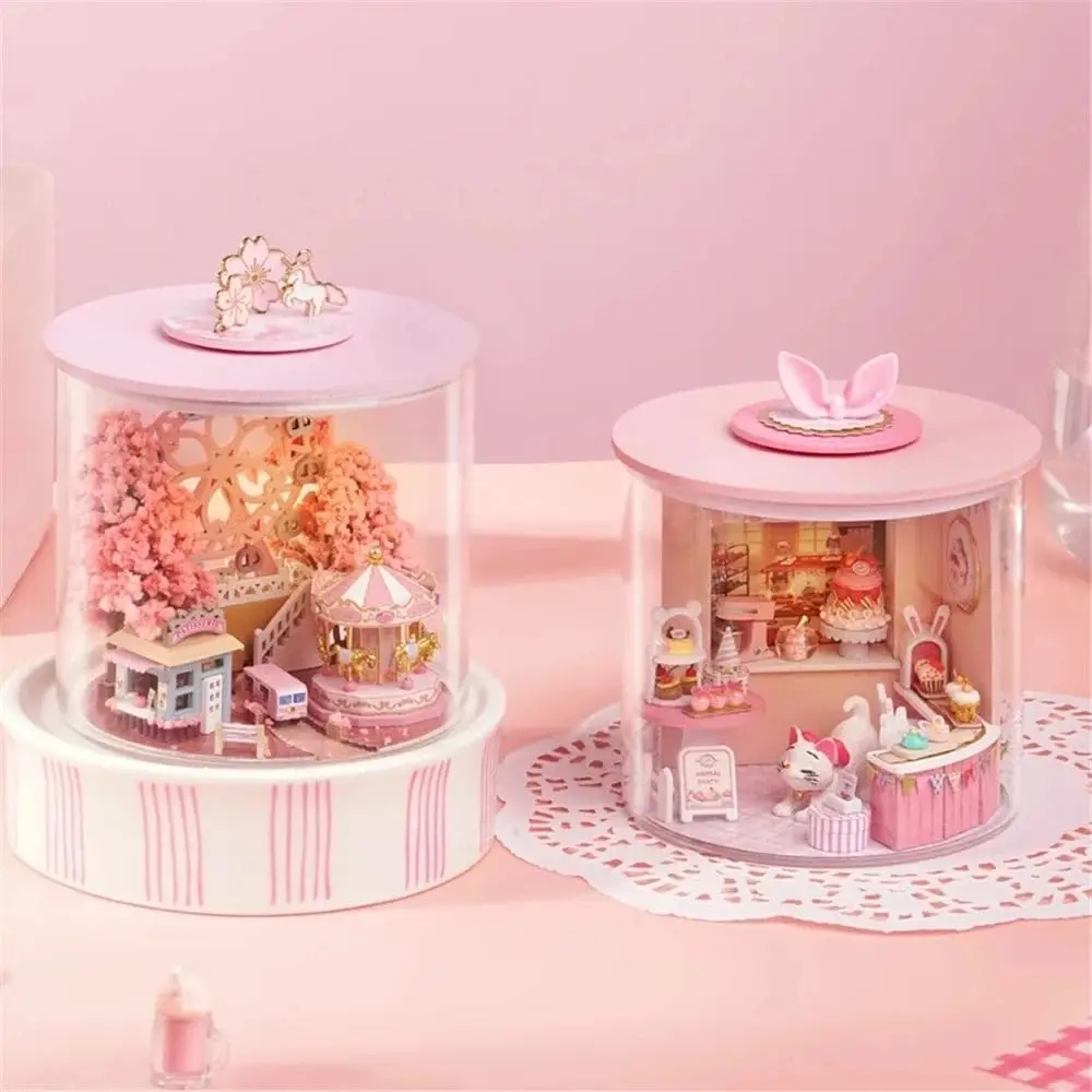 DIY Miniature House Dream Bottle Handmade Assembly 3D Model Desktop Ornament Creative Gift for Girl Women Home Decoration