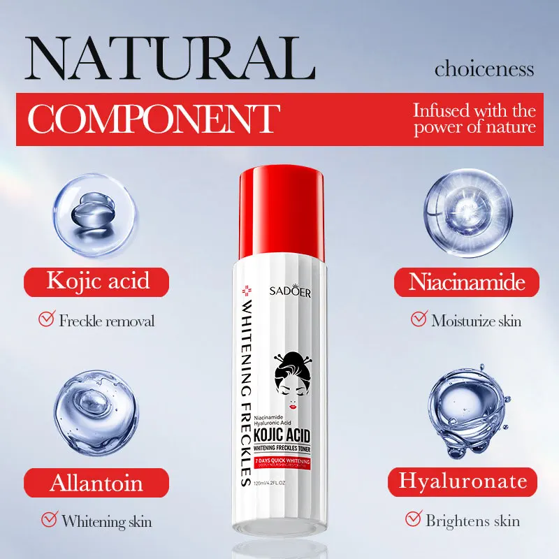 Reduce Pigmentation, Kojic Acid Whitening and Freckle Removal Toner, Moisturizing and Oil-controlling